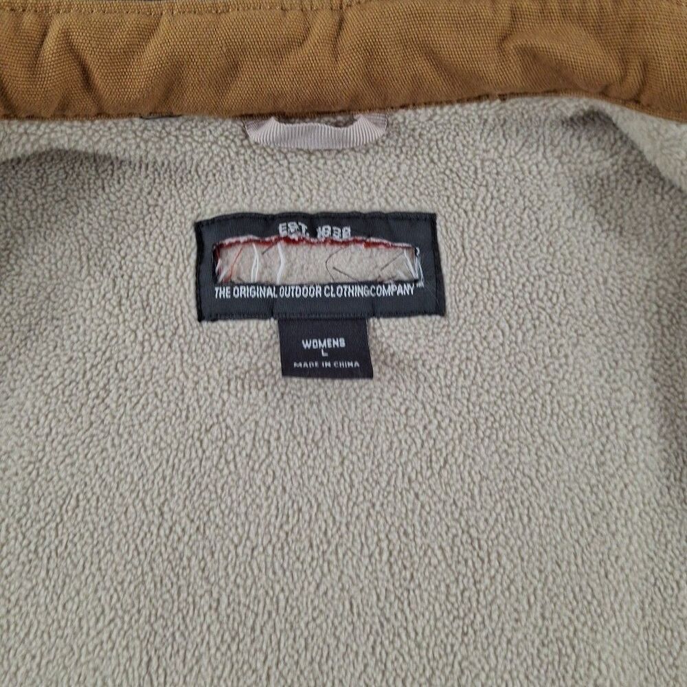 Vintage Woolrich Field Chore Coat Barn Jacket Leather Collar Canvas Large Womens - Picture 6 of 8